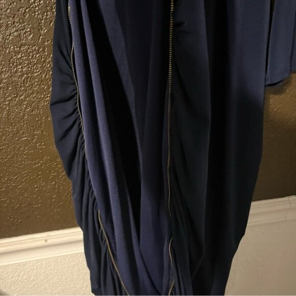 Navy Blue Monif C Evening Dress with Zipper Down the Side, Size 3 - Picture 7 of 9